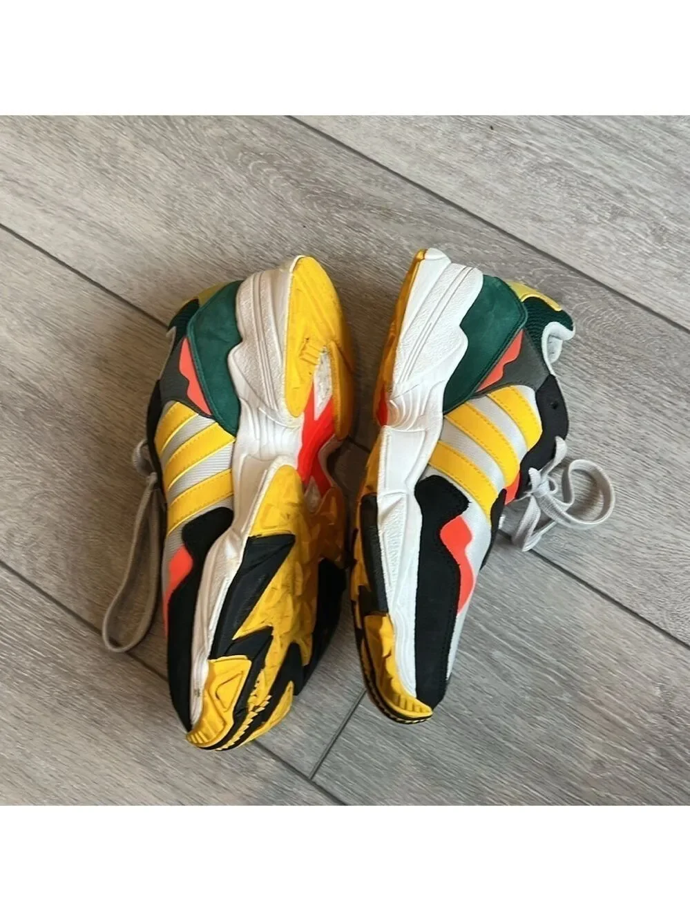 Adidas Yung-96 grey one bold gold mens bright running sneakers size 7